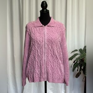 Zippered Sweater in mauve pink. Alfred Dunner. Size XL. Super soft. Acrylic